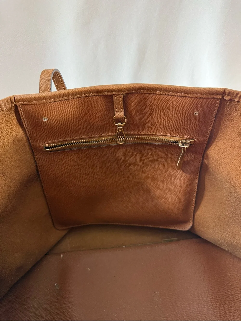 Michael Kors Cognac Saffiano Leather Tote with MK Charm